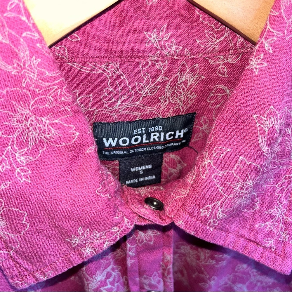 Woolrich Pink Floral Button Down Shirt Women Sm Snap Front Western Cottagecore - Picture 5 of 5